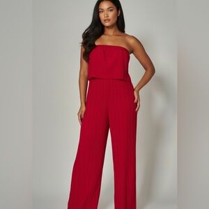 Chic Strapless Red Jumpsuit
